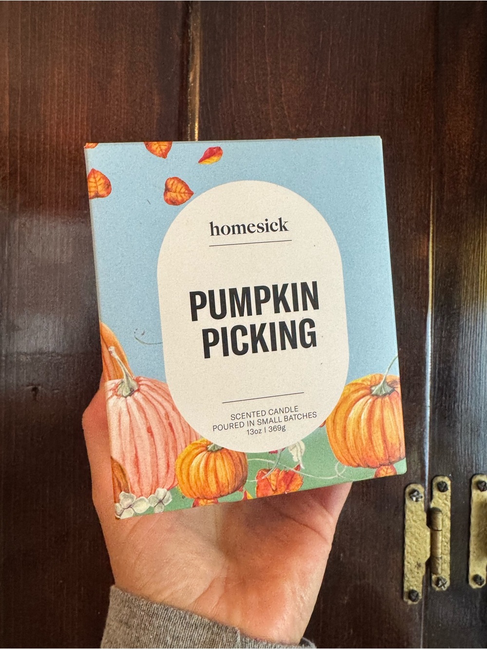 Homesick Pumpkin Picking Scented Candle - Light Blue Packaging